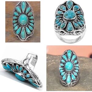 Genuine Turquoise and Sterling Silver Women's Ring